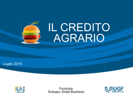 Presentazione Credito Agrario UGF BANCA
