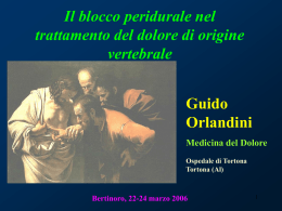 Il blocco peridurale nel trattamento del dolore di origine vertebrale