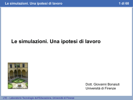 Le simulazioni. Una ipotesi di lavoro