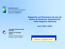 Rapporto sul fenomeno di uso ed abuso di sostanze stupefacenti