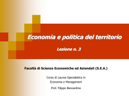 Terza lezione - Facolt&agrave; di Scienze Economiche ed Aziendali