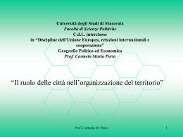 Il ruolo delle citta  - Universit&agrave; degli Studi di Macerata