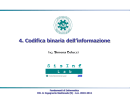 4. Codifica binaria dell`informazione - SisInf Lab