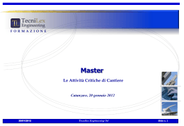 Le attivit&agrave; critiche di cantiere