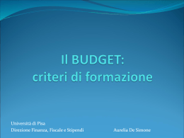 Il Budget: criteri di formazione