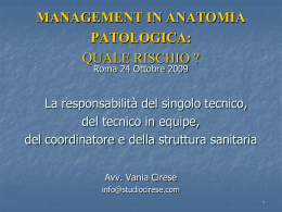 management in anatomia patologica: quale rischio