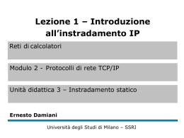 Richiami sull`instradamento IP - Università degli Studi di Milano