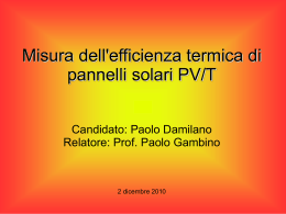 Misura dell`efficienza termica di pannelli solari PVT - INFN