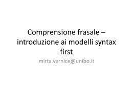 Comprensione frasale Modelli syntax first