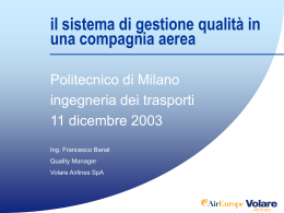 ing. Francesco Banal - Politecnico di Milano