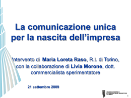 La comunicazione unica per la nascita dell`impresa Maria Loreta Raso