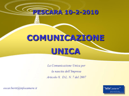 PESCARA 10-2-2010 COMUNICAZIONE UNICA La Comunicazione