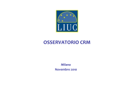 Milano Novembre 2010 OSSERVATORIO CRM