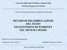 Categoria sintattica - DBGroup - Università degli studi di Modena e