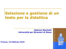Selezione e gestione di un testo per la didattica