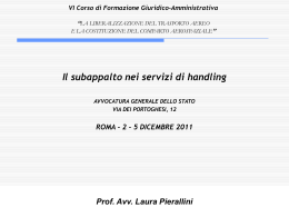 Il subappalto nei servizi di handling