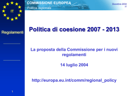 Politica regionale COMMISSIONE EUROPEA