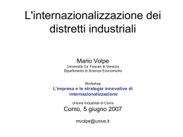 L`internazionalizzazione dei distretti industriali