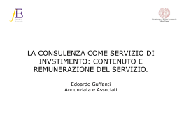 La consulenza come servizio di investimento.