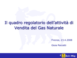 Il quadro regolatorio dell`attività di vendita del Gas Naturale