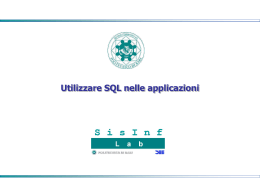 Utilizzare SQL nelle applicazioni - SisInf Lab