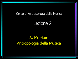 Corso di Antropologia della Musica Lezione 1
