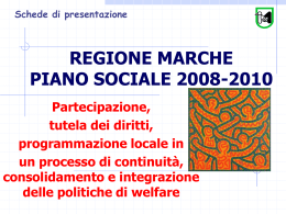 REGIONE MARCHE PIANO SOCIALE 2007-2009