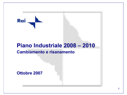 &ldquo;Linee-guida&rdquo; del &ldquo;Piano Industriale&rdquo;