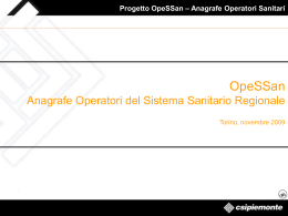 Presentazione del progetto OPESSAN operatori