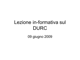 Lezione in-formativa sul DURC - Universit&agrave; degli Studi di Trieste