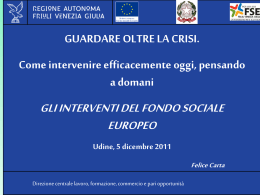 guardare oltre la crisi: gli interventi del Fondo Sociale Europeo