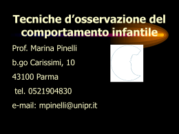Lezioni di Tecniche d`osservazione del comportamento infantile