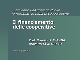 Il finanziamento delle cooperative (dott. M. Cavanna)