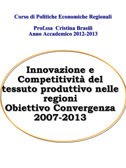 Innovazione, competitivit&agrave; del tessuto produttivo nelle regioni