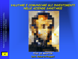 Valutare e comunicare gli investimenti nelle aziende sanitarie