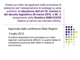 Intesa sui criteri da applicare nelle procedure di selezione per l
