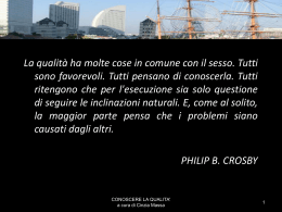 Lavorare in Qualit&agrave; Un modo di essere. Cio&egrave; di fare
