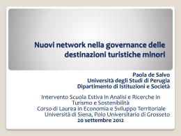 Nuovi network nella governance delle destinazioni