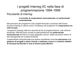 Descrizione e Valutazione dei progetti Interreg IIC nella fase di