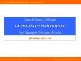 La fiscalit&agrave; individuale - Redditi diversi