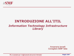 Introduzione all`ITIL - Information Technology Infrastructure