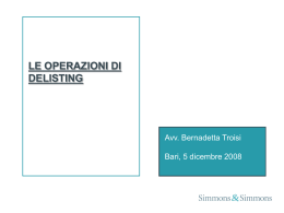 Operazione di delisting - Dipartimento di Studi Aziendali e