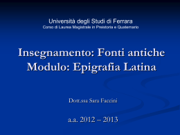 Lezione_1Faccini 2012-13 - Universit&agrave; degli Studi di Ferrara