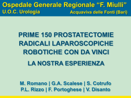 Prime 150 prostatectomie laparoscopiche robotiche con "da Vinci"