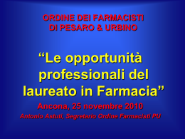 Le opportunit&agrave; professionali del Laureato in Farmacia
