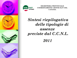 Sintesi riepilogativa delle tipologie di assenze previste dal C.C.N.L.