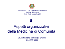 5.Aspetti organizzativi della Medicina di Comunità
