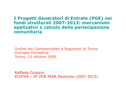 I Progetti Generatori di Entrate - Ordine dei Dottori Commercialisti e