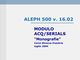 Il modulo ACQ-SER: Monografie