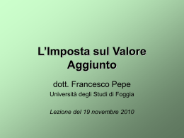 L`Imposta sul Valore Aggiunto